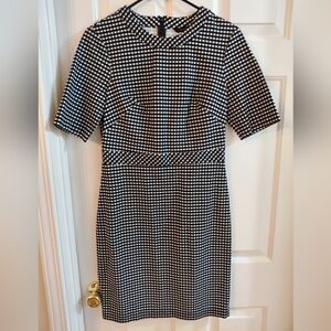 Chic Black and White Checkered Midi Dress